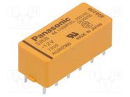 Relay: electromagnetic; DPST-NO + DPST-NC; Ucoil: 12VDC; 3A/30VDC PANASONIC