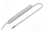Wire: coiled; 2x1mm2; unshielded; PUR; white; 300V,500V; 0.8m; 2.8m SIMECH