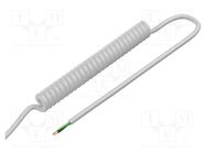 Wire: coiled; 3x0.35mm2; unshielded; PUR; white; 300V; 0.1m; 0.4m SIMECH
