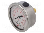 Glycerin manometer; 0÷10bar; 63mm; stainless steel; Class: 1.6 PNEUMAT