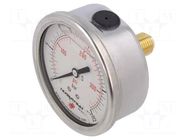 Glycerin manometer; 0÷25bar; 63mm; stainless steel; Class: 1.6 PNEUMAT