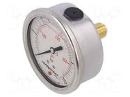 Glycerin manometer; 0÷25bar; 63mm; G 1/4",rear connection PNEUMAT