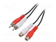 Cable; RCA socket x2,RCA plug x2; 1.5m; Plating: nickel plated GOOBAY