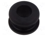 Grommet; Ømount.hole: 9mm; Øhole: 6mm; black; Panel thick: max.4mm ESSENTRA