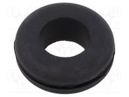 Grommet; Ømount.hole: 12mm; Øhole: 8mm; black; Panel thick: max.1mm ESSENTRA