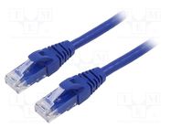 Patch cord; U/UTP; 6; stranded; Cu; PVC; blue; 5m; 26AWG QOLTEC