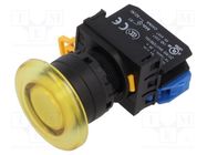 Switch: push-button; 22mm; Stabl.pos: 2; NO; yellow; LED; IP65; YW IDEC