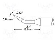 Tip; bent conical; 0.8x16mm; 510°C; for soldering station METCAL