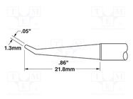 Tip; bent conical; 1.3x22mm; 510°C; for soldering station METCAL