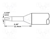 Tip; chisel; 1mm; 510°C; for soldering station METCAL