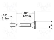 Tip; conical,elongated; 1.8mm; 357°C; for soldering station METCAL