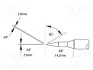 Tip; bevel; 1x14mm; 357°C; for soldering station METCAL