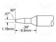 Tip; bevel; 2mm; 302°C; for soldering station METCAL