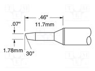 Tip; bevel; 1.7mm; 302°C; for soldering station METCAL