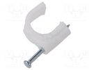 Holder; white; on round cable; 100pcs; with a nail; Ø: 14mm Goobay