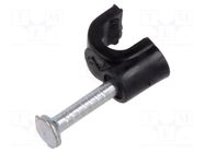 Holder; black; on round cable; 100pcs; with a nail; Ø: 4mm; H: 5.7mm GOOBAY
