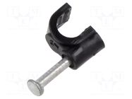 Holder; black; on round cable; 100pcs; with a nail; Ø: 5mm; H: 6.6mm GOOBAY