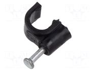 Holder; black; on round cable; 100pcs; with a nail; Ø: 6mm; H: 8.1mm GOOBAY