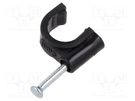 Holder; black; on round cable; 100pcs; with a nail; Ø: 9mm Goobay