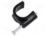 Holder; black; on round cable; 100pcs; with a nail; Ø: 14mm GOOBAY