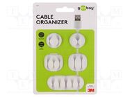 Set of clips; white; Cable P-clips; 5pcs; self-adhesive Goobay