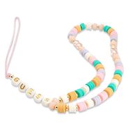 Guess pendant GUSTFLWP Phone Strap pink/pink Heishi Beads, Guess