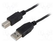 Cable; USB 2.0; USB A plug,USB B plug; 5m; black 