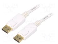 Cable; DisplayPort plug,both sides; 1.8m; white; DisplayPort 1.2 GEMBIRD