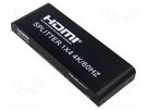 Splitter; HDCP 2.2,HDMI 2.0; black; Input: DC socket,HDMI socket QOLTEC