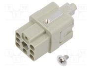 Connector: HDC; contact insert; female; CQ; PIN: 7; 7+PE; size 21.21 ILME