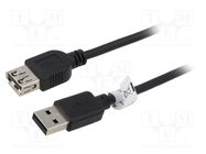 Cable; USB 2.0; USB A socket,USB A plug; 5m; black; Core: Cu; PVC Goobay