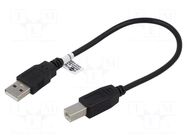Cable; High Speed,USB 2.0; USB A plug,USB B plug; 0.25m; black Goobay