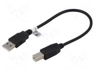 Cable; High Speed,USB 2.0; USB A plug,USB B plug; 0.25m; black GOOBAY