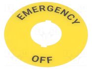 Description label; 22mm; SF2ER; Button marking: EMERGENCY,OFF AUTONICS