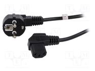 Cable; CEE 7/7 (E/F) plug angled,IEC C13 female 90°; PVC; 3m Goobay