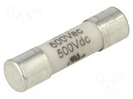 Fuse: fuse; 5A; 500VAC; time-lag; ceramic,cylindrical; 5x20mm BEL FUSE