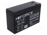 Re-battery: acid-lead; 12V; 7Ah; AGM; maintenance-free; EF ECO FORCE