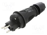 Connector: AC supply; male; plug; 2P+PE; 250VAC; 10A; black; PIN: 3 PCE