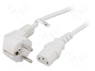 Cable; 3x1mm2; CEE 7/7 (E/F) plug angled,IEC C13 female; PVC GOOBAY
