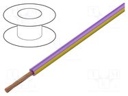 Wire; H05V-K,LgY; stranded; Cu; 0.75mm2; PVC; violet-yellow; 100m BQ CABLE
