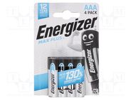 Battery: alkaline; AAA; 1.5V; non-rechargeable; 4pcs; Max Plus ENERGIZER
