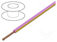 Wire; H05V-K,LgY; stranded; Cu; 0.75mm2; PVC; pink-yellow; 100m BQ CABLE