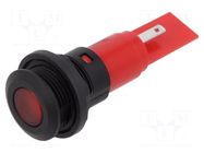 Indicator: LED; flat; red; 12VDC; 12VAC; Ø16mm; IP67; plastic CML INNOVATIVE TECHNOLOGIES