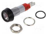 Indicator: LED; recessed; red; 6÷7VDC; Ø8mm; IP67; connectors; metal SIGNAL-CONSTRUCT