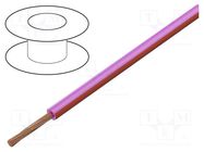 Wire; H05V-K,LgY; stranded; Cu; 0.35mm2; PVC; pink-red; 300V,500V BQ CABLE