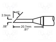 Tip; hoof,elongated; 2mm; 421°C; for soldering station METCAL