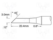 Tip; hoof,elongated; 3mm; 421°C; for soldering station METCAL