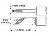 Tip; knife; 5mm; 421°C; for soldering station; SmartHeat® METCAL