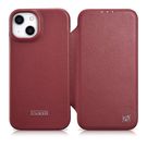 iCarer CE Premium Leather Folio Case iPhone 14 magnetic flip case MagSafe red (WMI14220713-RD), iCarer