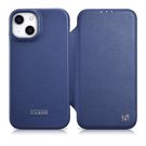 iCarer CE Premium Leather Folio Case iPhone 14 magnetic flip case MagSafe blue (WMI14220713-BU), iCarer